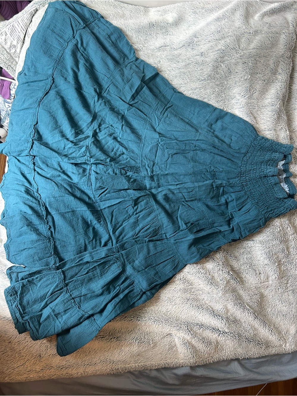 Teal Boho Smocked Waist Flowy Shorts